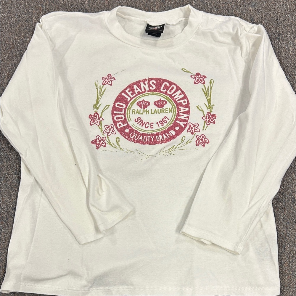 Ralph Lauren Kids White and Pink Long Sleeve Tee